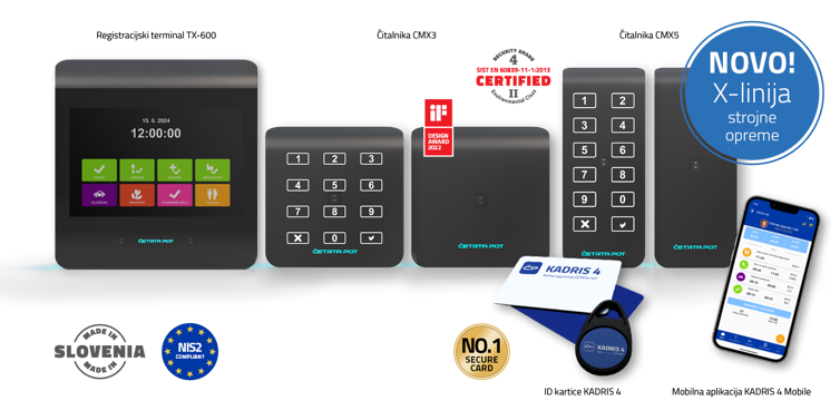 Novice - X-linija KADRIS 4: nova generacija strojne opreme za registracijo delovnega časa in kontrolo dostopa