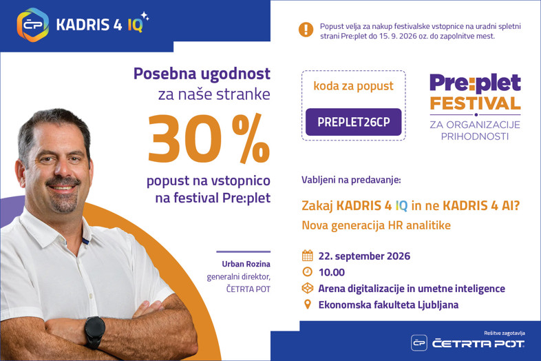 Dogodki in sejmi - KADRIS 4 IQ na Pre:pletu 2026: nova generacija HR analitike